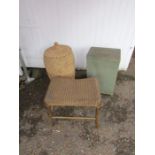 Lloyd Loom linen bin, wicker stool and wicker linen bin