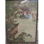 Oriental picture on material