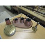 Brass and copper items including tray and pots