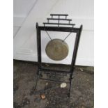 Antique gong with bamboo frame H100cm W52cm approx