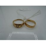 2 18ct hallmarked rings, one set with 3 white stones, gross weight 3.99g