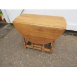 Oak drop leaf table H73cm W61cm D38cm approx