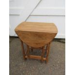 Oak drop leaf table H48cm W61cm D31cm approx