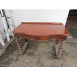 Mahogany hall table with barley twist legs and drawer (some damage to bottom stretcher as in