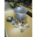 Mixed metalware including Jam pan, lighters and ashtray etc