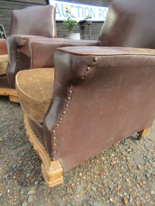 Pair of 1940's club chairs. One has woodworm but has been treated - Image 5 of 5