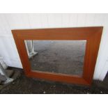 Large hardwood framed wall mirror 90cm x 121cm approx