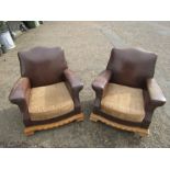 Pair of 1940's club chairs. One has woodworm but has been treated