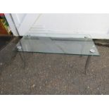 Matthew Hilton designer glass and chrome coffee table H40cm Top 45cm x 98cm approx