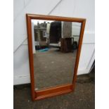 Retro wooden framed wall mirror 68cm x 112cm approx