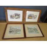 Pair of framed Enid Grooves (after) 'His' & 'Hers' Limited numbered pencil signed prints and 2 other