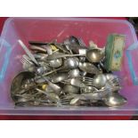 Box of mixed cutlery including silver plate