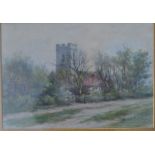 Charlotte M. Denyer landscape pastel of Pakefield church (55 x 43)cm framed and glazed