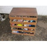 Mid century sewing drawers with contents H53cm W48cm D25cm approx