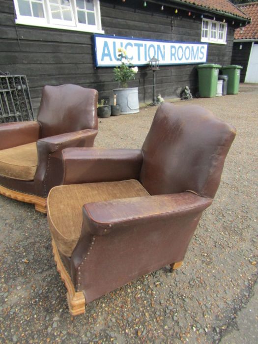 Pair of 1940's club chairs. One has woodworm but has been treated - Image 3 of 5