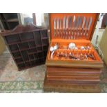 Mapin and Webb part cutlery canteen with 3 empty canteen boxes and display case