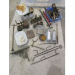 Mixed metalware including vintage kitchen scales and tools etc