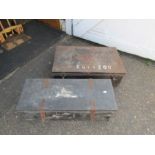 2 Vintage metal military trunks