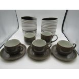 Denby - 3 cups and saucers with milk jug and sugar bowl and 6 bowls