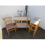 Mid century Tea trolley, 2 stools and chair