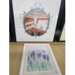 Limited edition signed print of Bury St Edmunds theatre and a painting of a bee in flowers