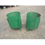Pair of heavy metal park bins/garden planters