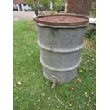 Galvanised drum with tap and lid