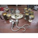 Plated goblets, tankard, candelabra (a/f)