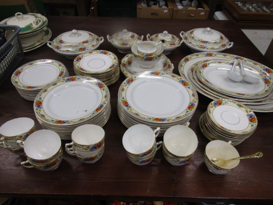 Vintage dinner service for 12 (1 cup missing) inc various platters and terrines, serving spoons etc