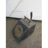 Vintage painted metal coal podium with inner and tools