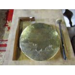 Brass gong with wall bracket . Gong diameter is 31cm approx