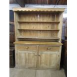 Large Vintage pine dresser (some woodworm to top) H 237cm W188cm D58cm