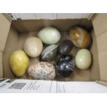 Marble eggs and 2 papier mache