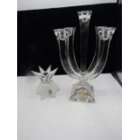 Nachtmann crystal candlabra and star shaped candle holder