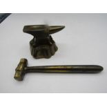 Mini brass anvil and hammer