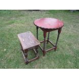 Mahogany side table and Oak stool