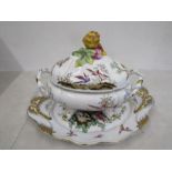 Royal Crown Derby hand painted large tureen with platter