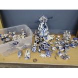 Delft collection of a large windmill (a/f) and miniatures