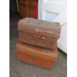 2 Vintage metal trunks, smallest has rusted through the top