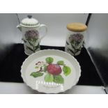 Portmeirion Botanical flan dish, coffee pot and storage jar