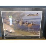 'Bandit in the circuit' Lancaster over Ely airfield print signed by Graham Austin