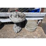 Concrete bird bath and stepping stones