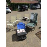 Folding garden chairs and sun lounger etc