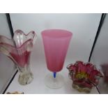 Pink glass vases