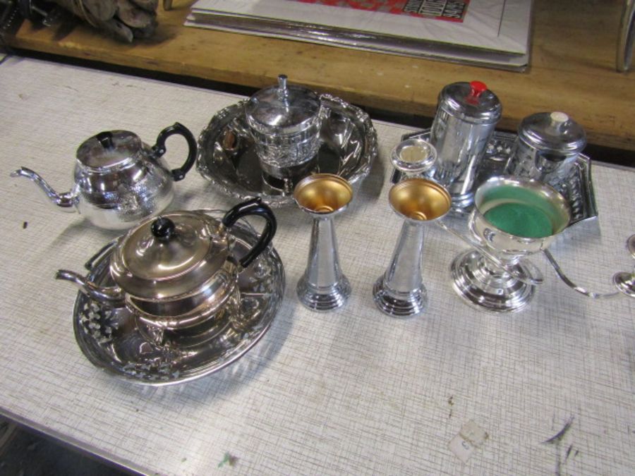 Metalware including teapots and trays etc