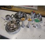Metalware including teapots and trays etc