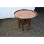 Folding hardwood table with copper top