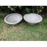 2 Concrete garden pots, one is cracked