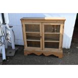 Vintage pine 2 door display cabinet H109cm W110cm D25cm approx