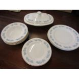 Bone china part dinner set comprising 1 tureen, 4 dinner plates, 5 side plates and 6 bowls